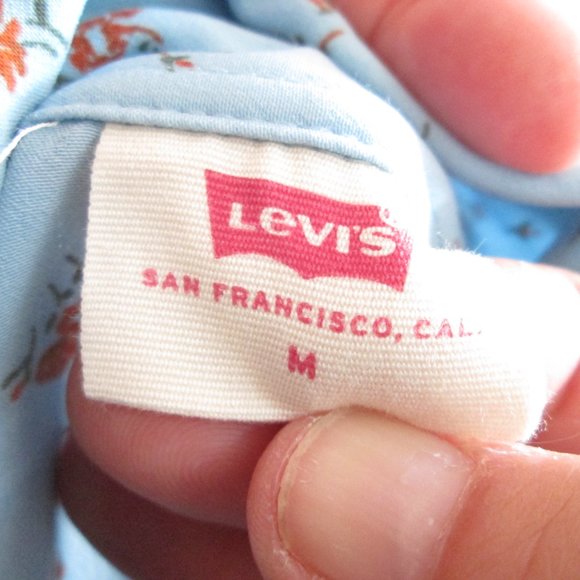 Levi's Womens Blue w\ Red Floral Print Long Sleeve Jasper Blouse Size M … - Picture 3 of 7